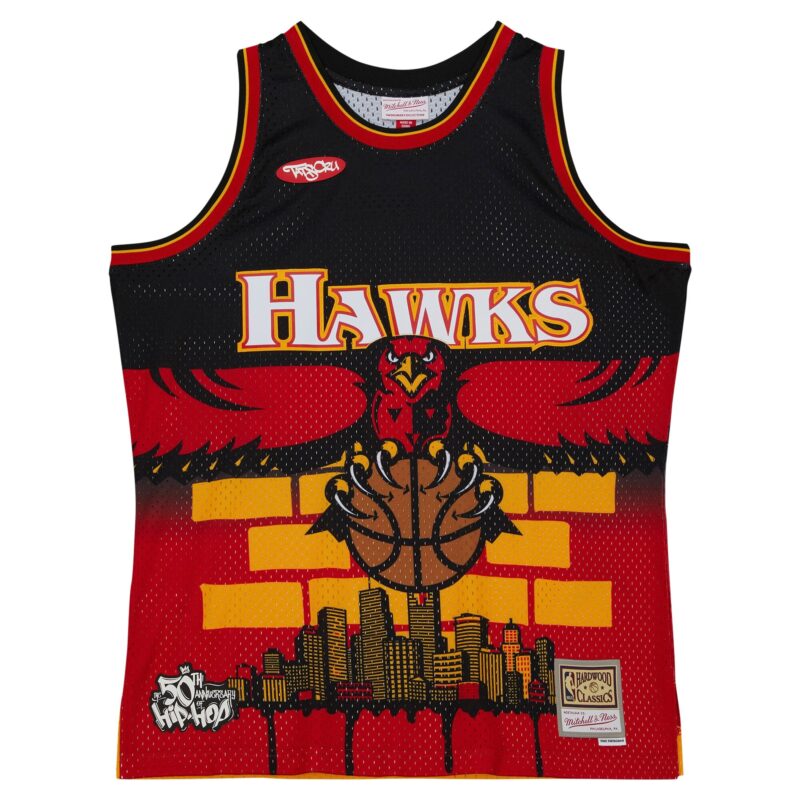 Atlanta Hawks Mitchell & Ness x Tats Cru Hardwood Classics Fashion Jersey - Black - Image 2