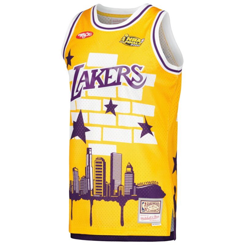 Los Angeles Lakers Mitchell & Ness x Tats Cru Hardwood Classics Fashion Jersey - Gold - Image 2