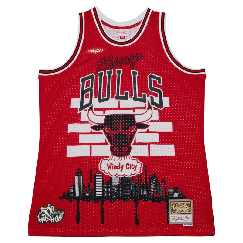 Chicago Bulls Mitchell & Ness x Tats Cru Hardwood Classics Fashion Jersey - Red - Image 2