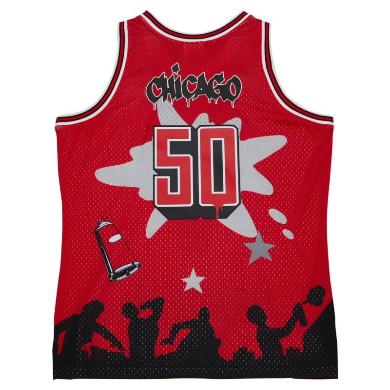 Chicago Bulls Mitchell & Ness x Tats Cru Hardwood Classics Fashion Jersey - Red - Image 3