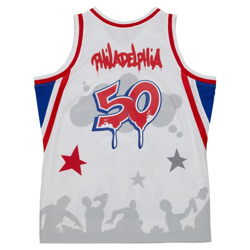 Philadelphia 76ers Mitchell & Ness x Tats Cru Hardwood Classics Fashion Jersey - White - Image 3