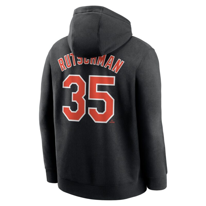 Adley Rutschman Baltimore Orioles Player Name & Number Club Pullover Hoodie - Black - Image 3