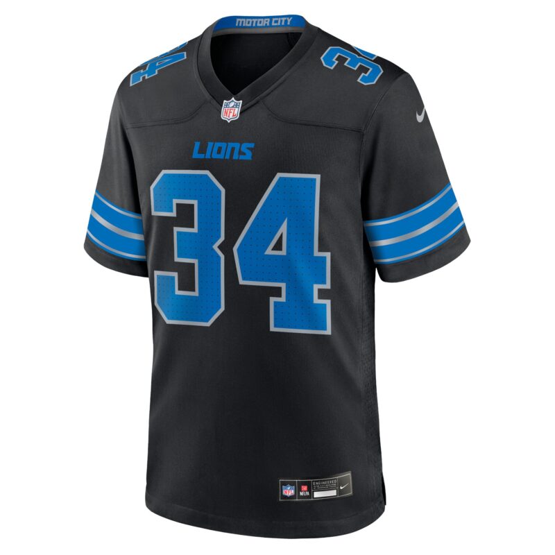 Alex Anzalone Detroit Lions 2nd Alternate Game Jersey - Black - Image 2