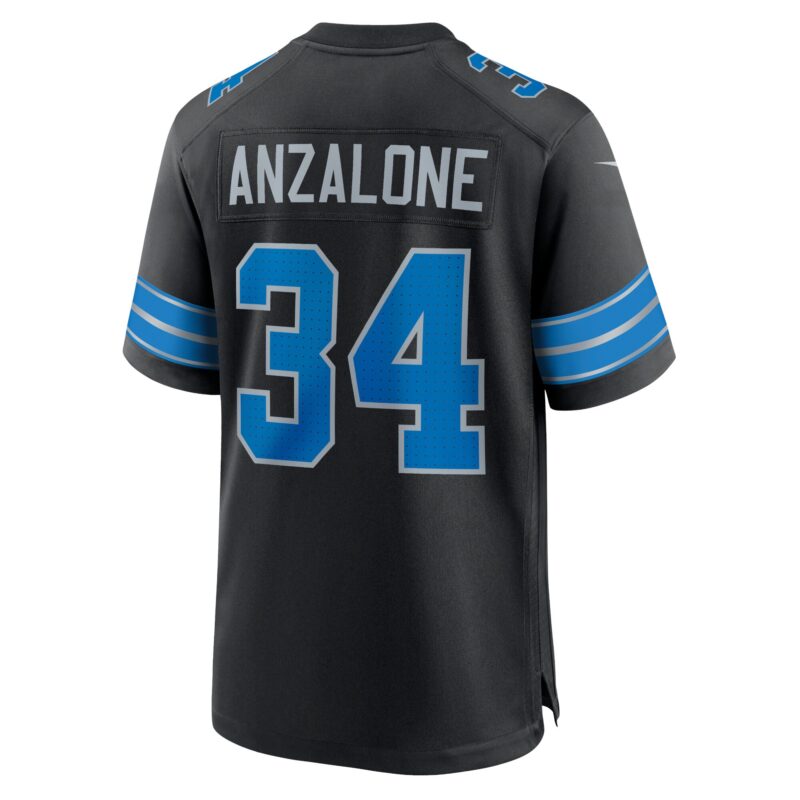 Alex Anzalone Detroit Lions 2nd Alternate Game Jersey - Black - Image 3