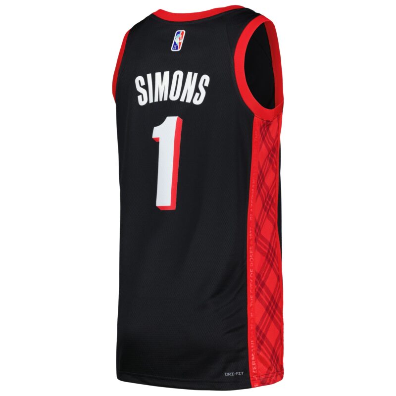 Anfernee Simons Portland Trail Blazers Swingman Player Jersey - City Edition - Black - Image 3