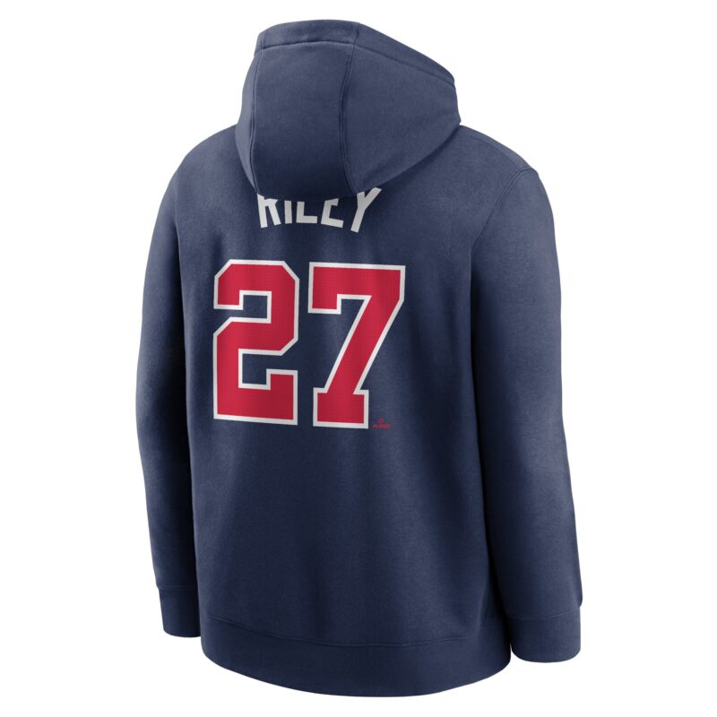 Austin Riley Atlanta Braves Player Name & Number Club Pullover Hoodie - Navy - Image 3