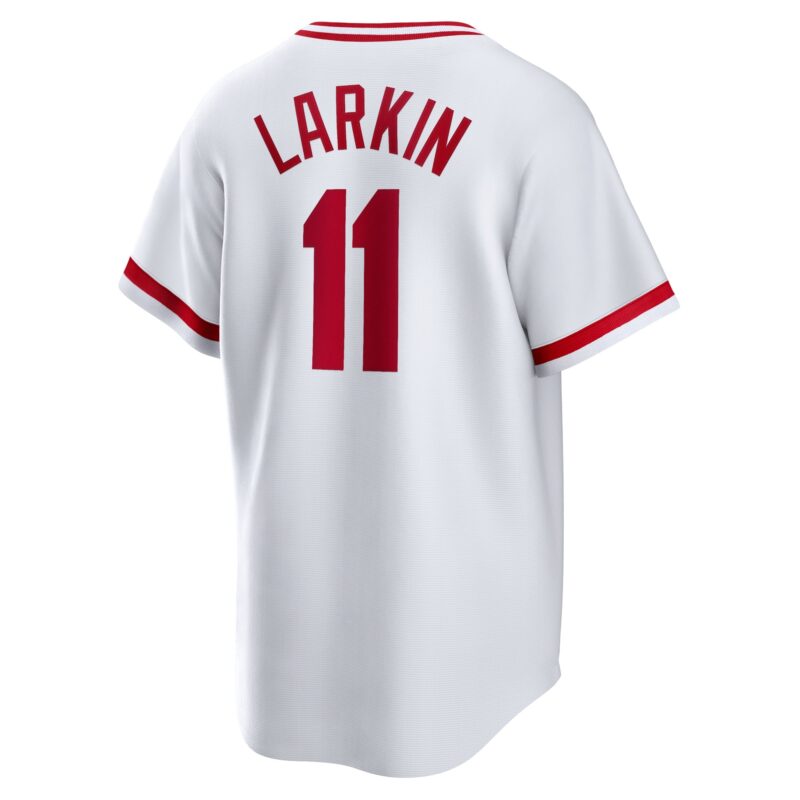 Barry Larkin Cincinnati Reds Home Cooperstown Collection Player Jersey - White - Image 3