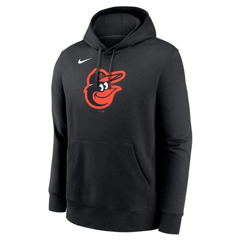 Baltimore Orioles Logo Club Fleece Pullover Hoodie - Black - Image 2