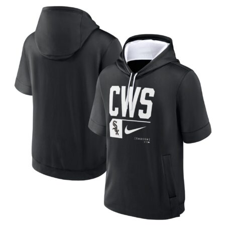Chicago White Sox Tri Code Lockup Short Sleeve Pullover Hoodie - Black