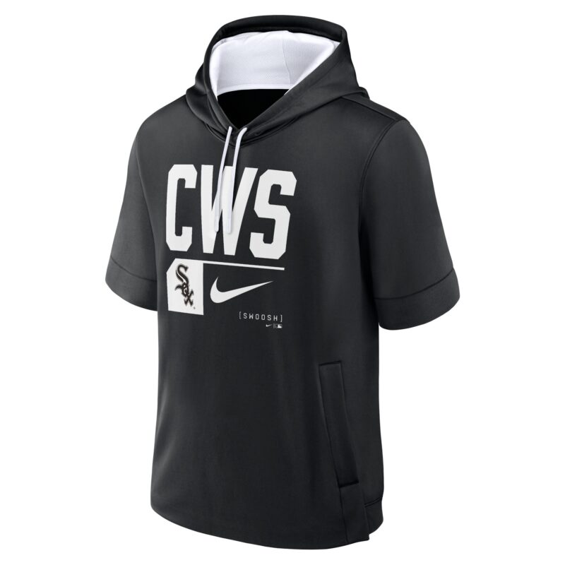 Chicago White Sox Tri Code Lockup Short Sleeve Pullover Hoodie - Black - Image 2