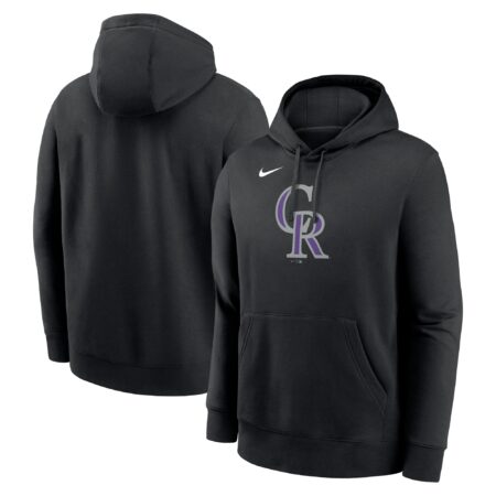 Colorado Rockies Logo Club Fleece Pullover Hoodie - Black