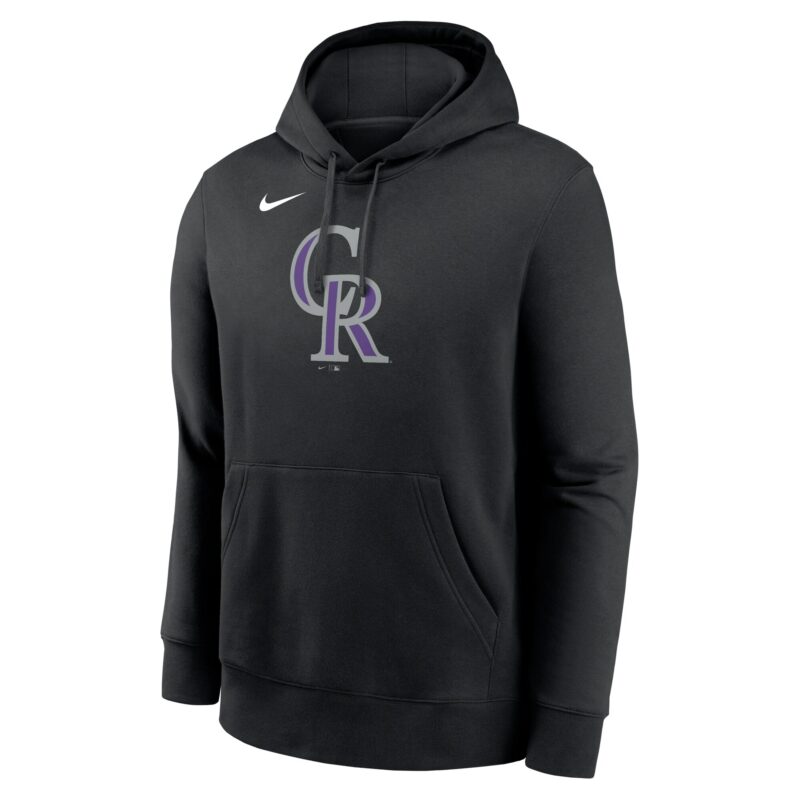 Colorado Rockies Logo Club Fleece Pullover Hoodie - Black - Image 2