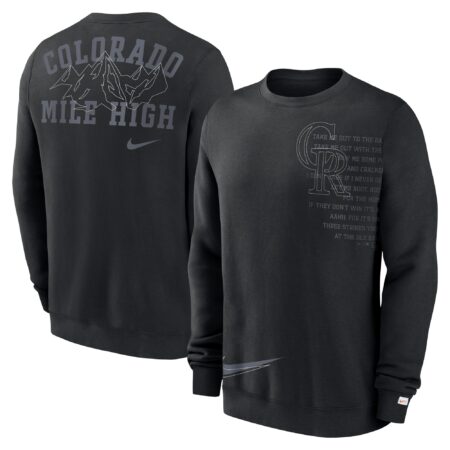 Colorado Rockies Statement Ball Game Fleece Pullover Sweatshirt - Black