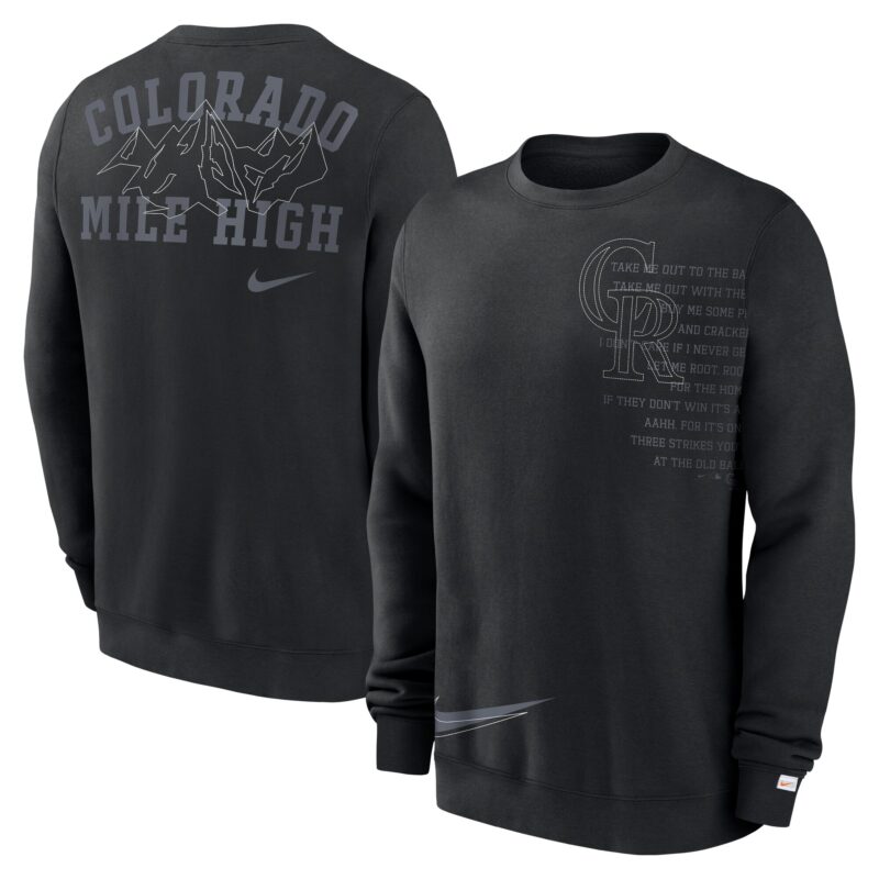 Colorado Rockies Statement Ball Game Fleece Pullover Sweatshirt - Black