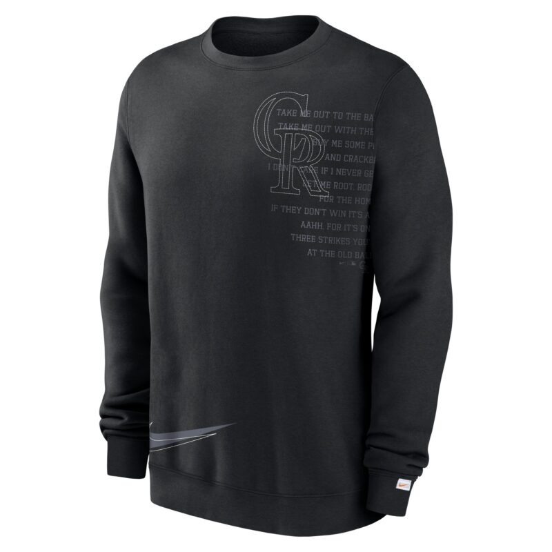 Colorado Rockies Statement Ball Game Fleece Pullover Sweatshirt - Black - Image 2