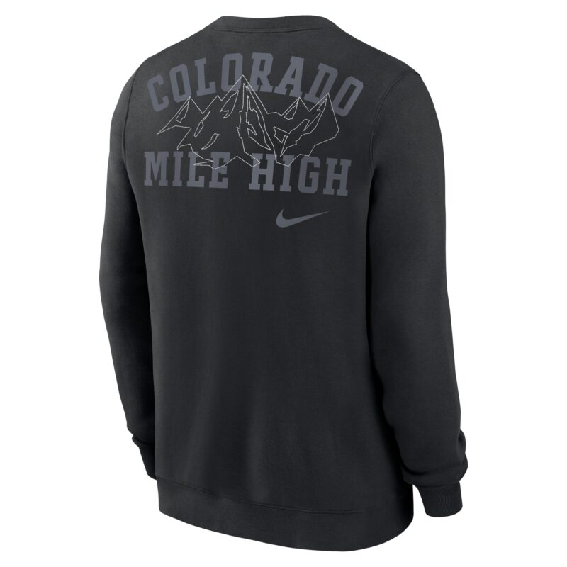 Colorado Rockies Statement Ball Game Fleece Pullover Sweatshirt - Black - Image 3