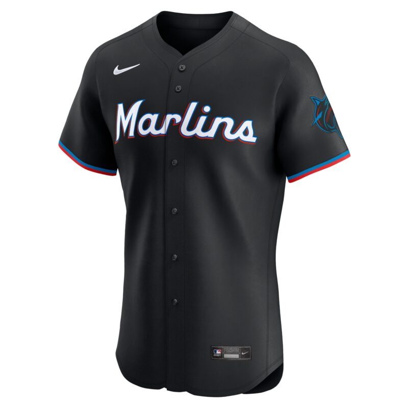 Miami Marlins Alternate Vapor Premier Elite Patch Jersey - Black - Image 2