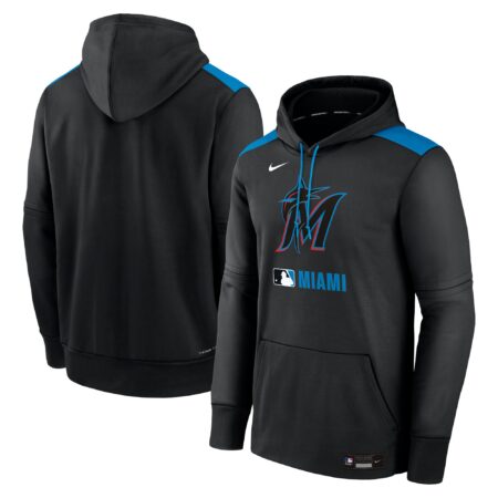 Miami Marlins Collection Performance Pullover Hoodie - Black