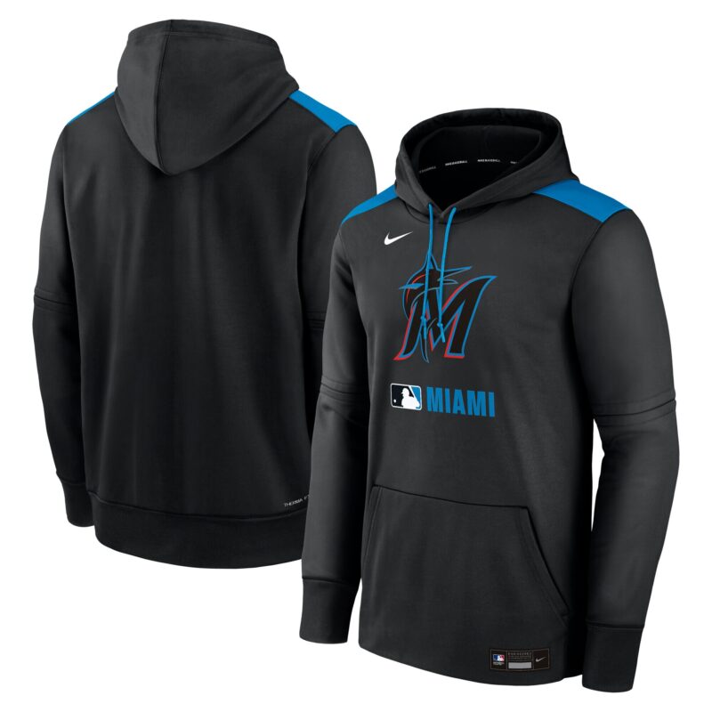 Miami Marlins Collection Performance Pullover Hoodie - Black