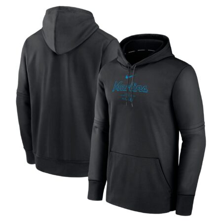 Miami Marlins Collection Practice Performance Pullover Hoodie - Black