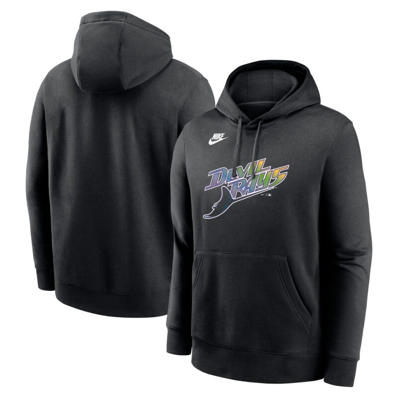 Tampa Bay Rays Cooperstown Collection Team Logo Fleece Pullover Hoodie - Black