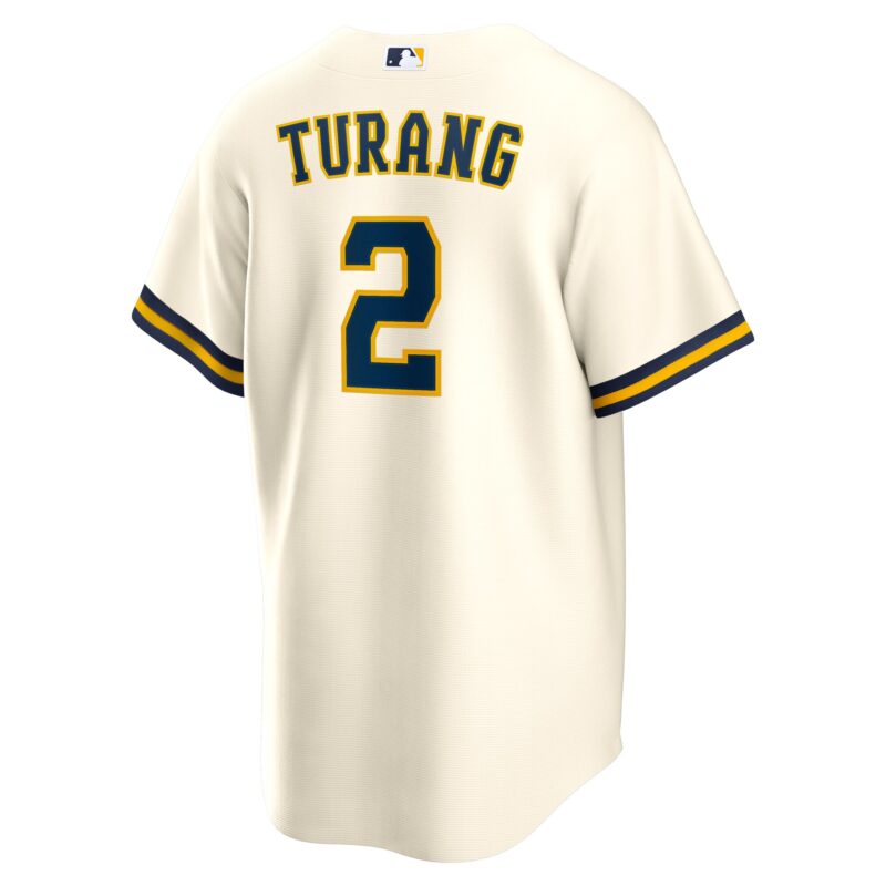 Brice Turang Milwaukee Brewers Home Jersey - Cream - Image 3