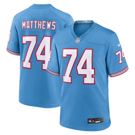 Bruce Matthews Tennessee Titans Oilers Throwback Retired Player Game Jersey - Light Blue