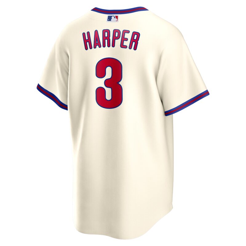 Bryce Harper Philadelphia Phillies Alternate Player Name Jersey - Cream - Image 3