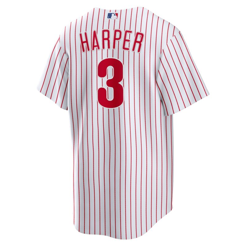 Bryce Harper Philadelphia Phillies Home Player Name Jersey - White - Image 3