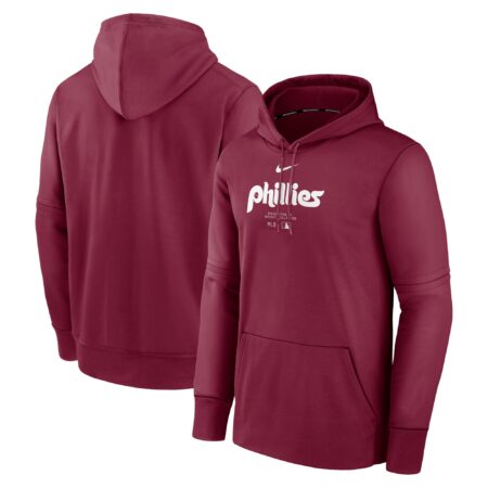 Philadelphia Phillies Collection Practice Performance Pullover Hoodie - Burgundy