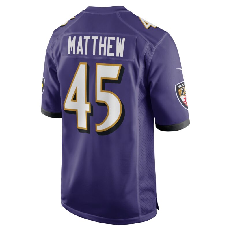 Christian Matthew Baltimore Ravens Team Game Jersey - Purple - Image 3