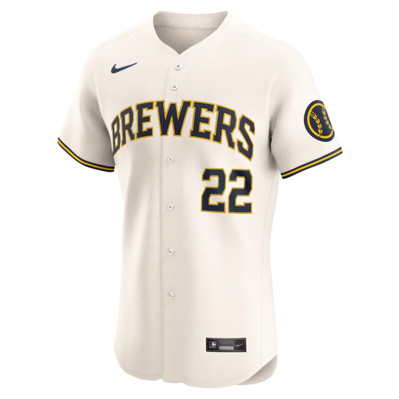 Christian Yelich Milwaukee Brewers Home Elite Player Jersey - Cream - Image 2