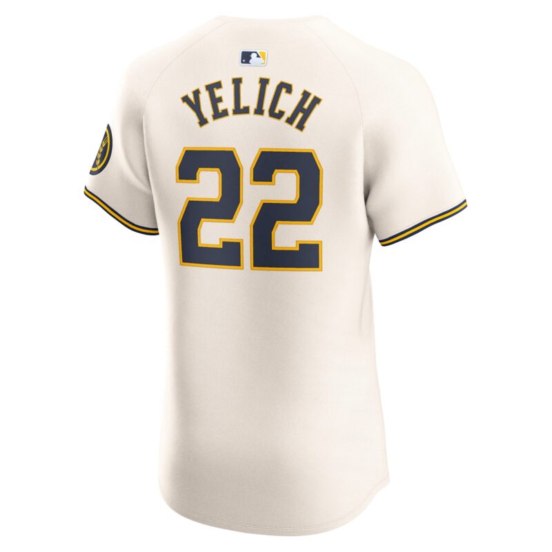 Christian Yelich Milwaukee Brewers Home Elite Player Jersey - Cream - Image 3