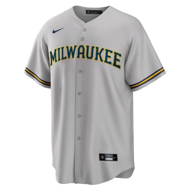 Christian Yelich Milwaukee Brewers Alternate Player Jersey - Gray - Image 2