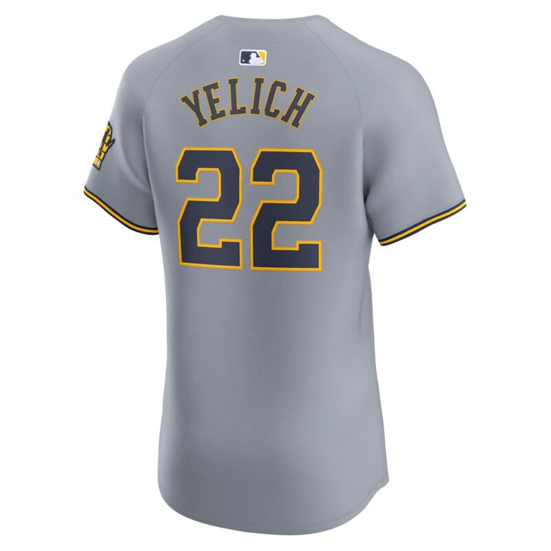 Christian Yelich Milwaukee Brewers Road Elite Player Jersey - Gray - Image 3