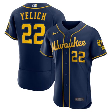 Christian Yelich Milwaukee Brewers 50th Season Alternate Player Jersey - Navy