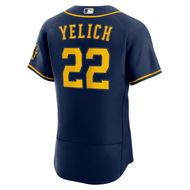 Christian Yelich Milwaukee Brewers 50th Season Alternate Player Jersey - Navy - Image 3
