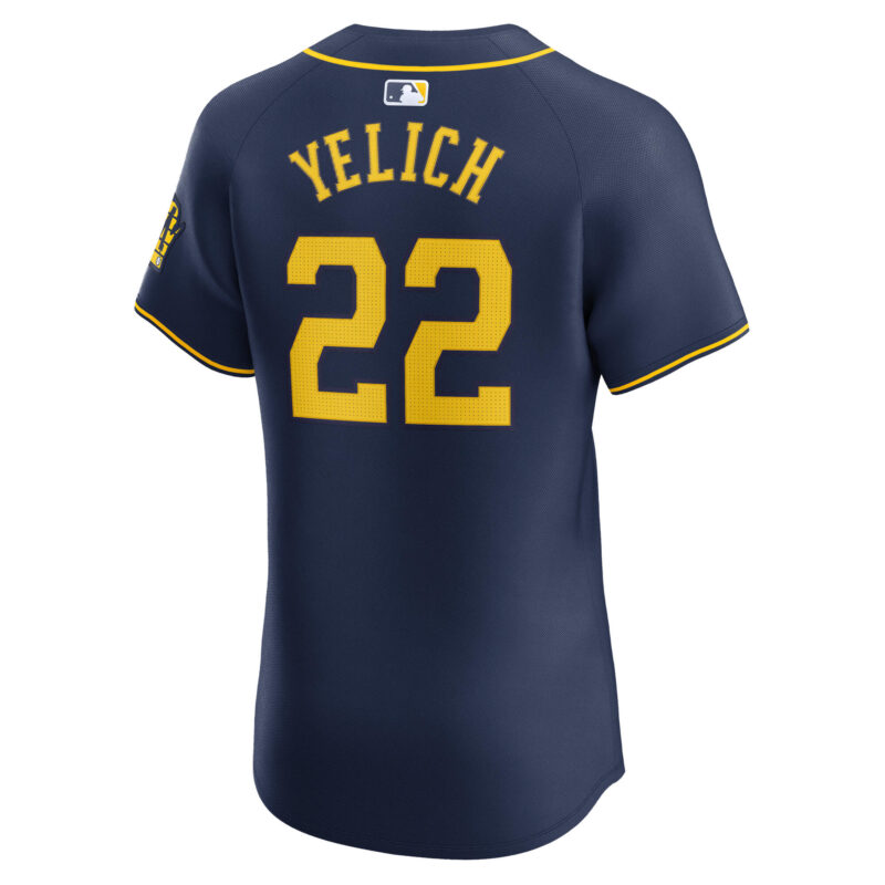 Christian Yelich Milwaukee Brewers Alternate Home Elite Player Jersey - Navy - Image 3