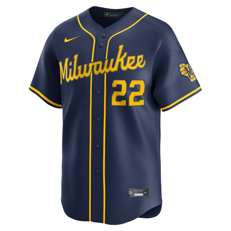 Christian Yelich Milwaukee Brewers Alternate Limited Jersey - Navy - Image 2