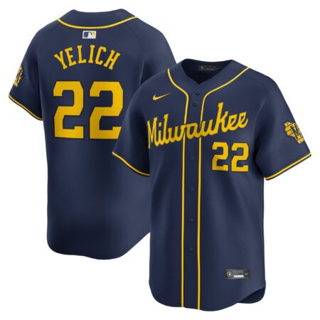Christian Yelich Milwaukee Brewers Alternate Limited Player Jersey – Navy