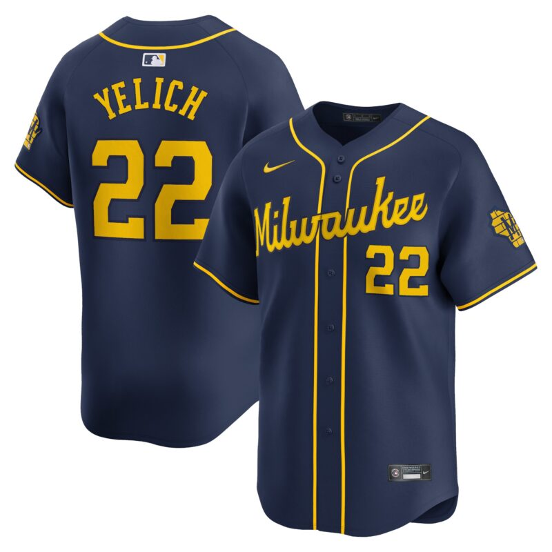 Christian Yelich Milwaukee Brewers Alternate Limited Player Jersey – Navy