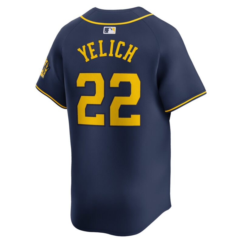 Christian Yelich Milwaukee Brewers Alternate Limited Player Jersey – Navy - Image 3