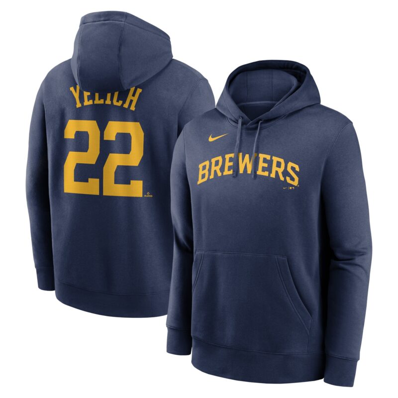 Christian Yelich Milwaukee Brewers Player Name & Number Club Pullover Hoodie - Navy