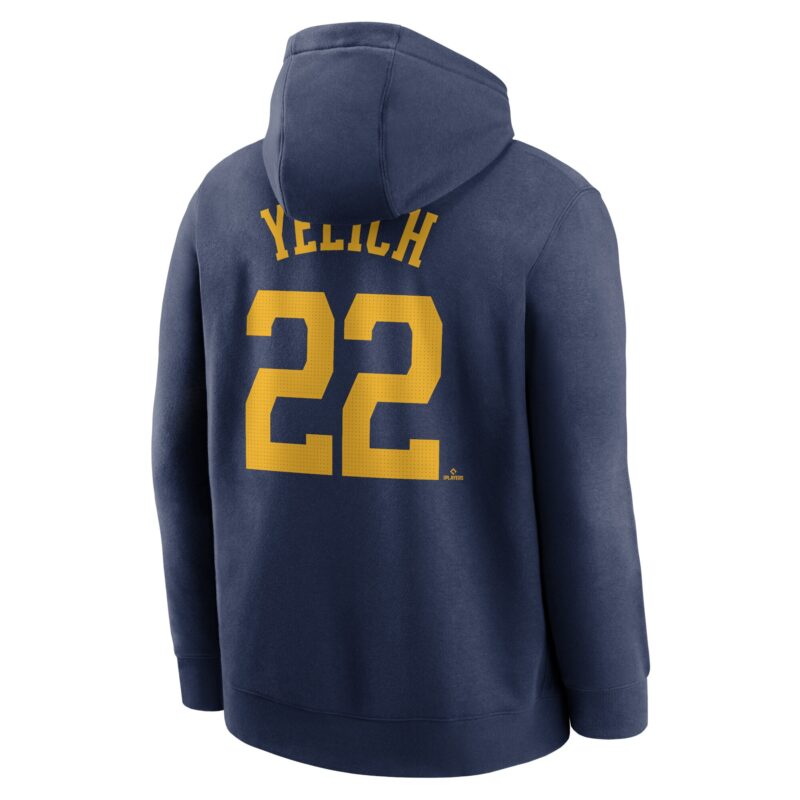 Christian Yelich Milwaukee Brewers Player Name & Number Club Pullover Hoodie - Navy - Image 3