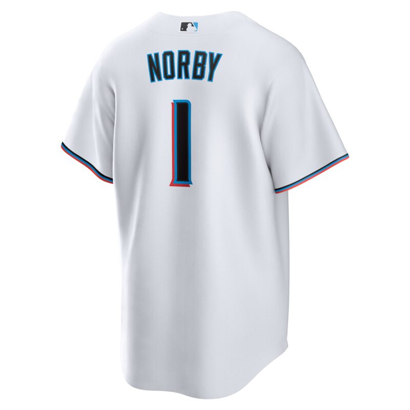 Connor Norby Miami Marlins Home Jersey - White - Image 3