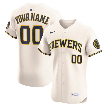 Milwaukee Brewers Home Elite Custom Jersey - Cream