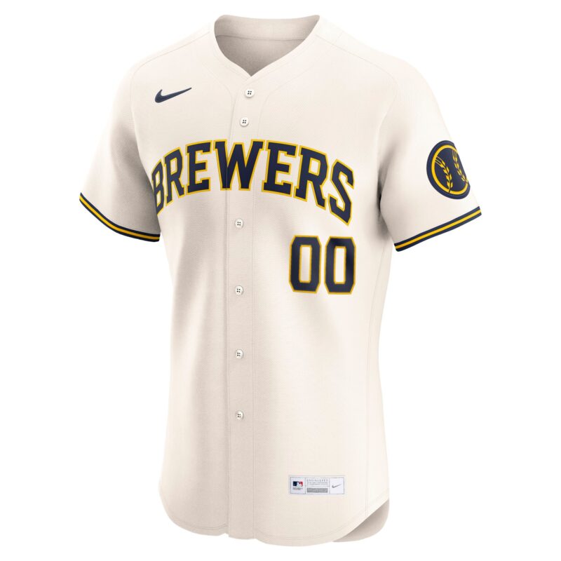 Milwaukee Brewers Home Elite Custom Jersey - Cream - Image 2