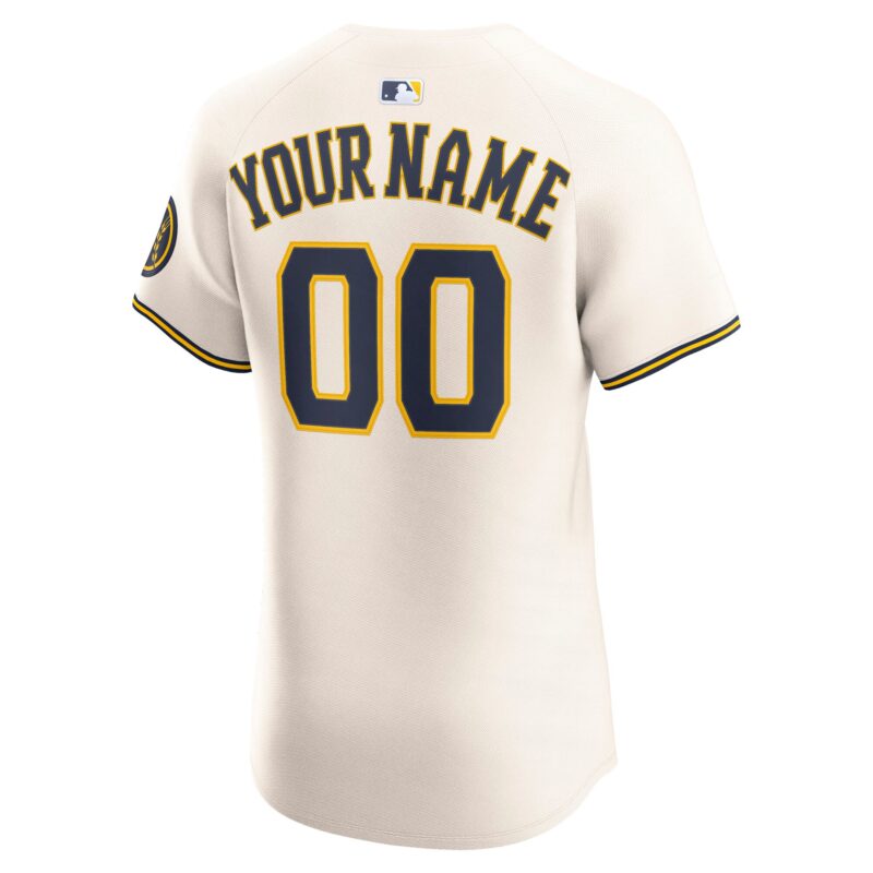 Milwaukee Brewers Home Elite Custom Jersey - Cream - Image 3