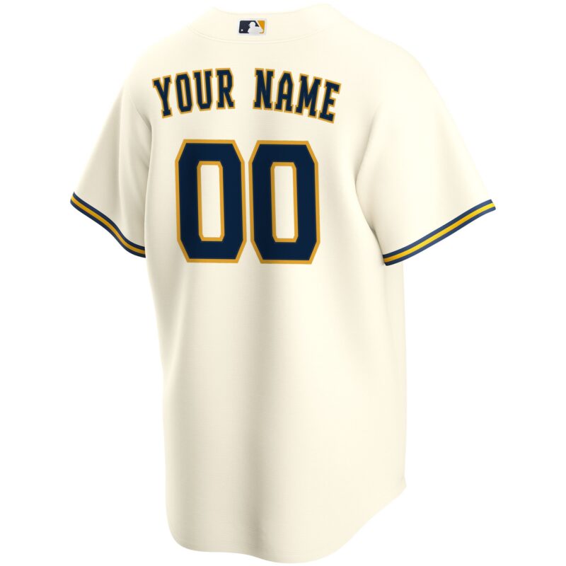 Milwaukee Brewers Home Custom Jersey - Cream - Image 3