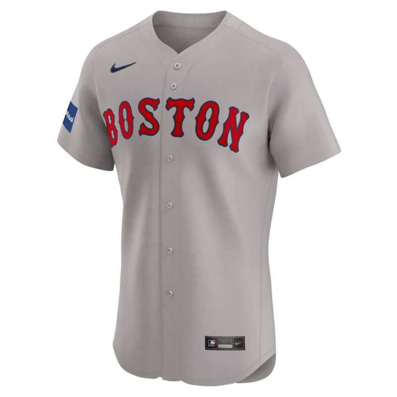 David Ortiz Boston Red Sox Road Elite Sponsor Patch Player Jersey - Gray - Image 2